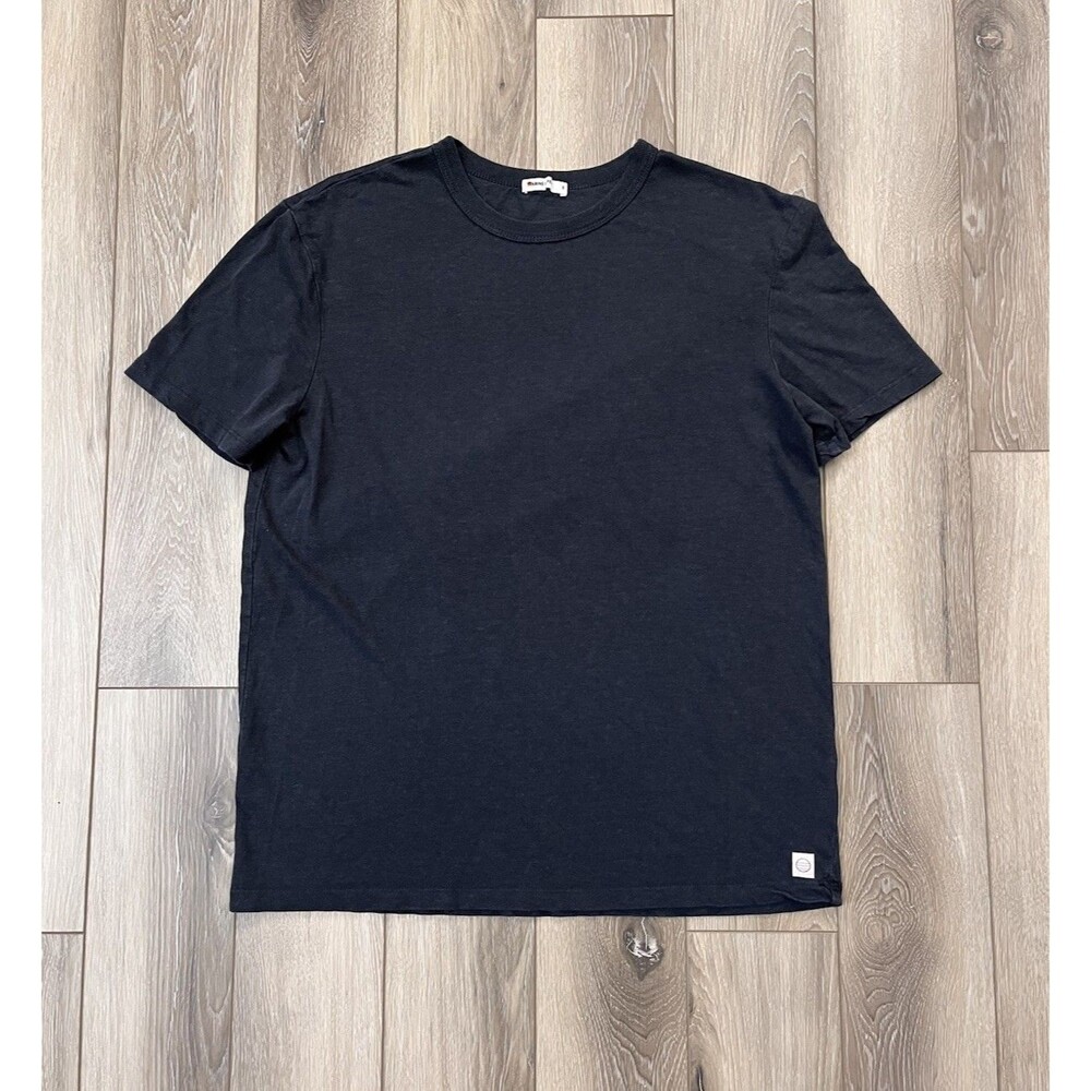 Marine Layer Signature Crew Black Short Sleeve Tee Mens Size Small Hemp/Cotton